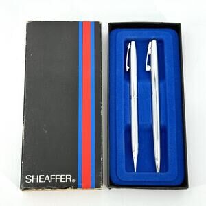 Sheaffer Triumph Ball Point Pen Pencil Set White Dot Vintage Tested/Work